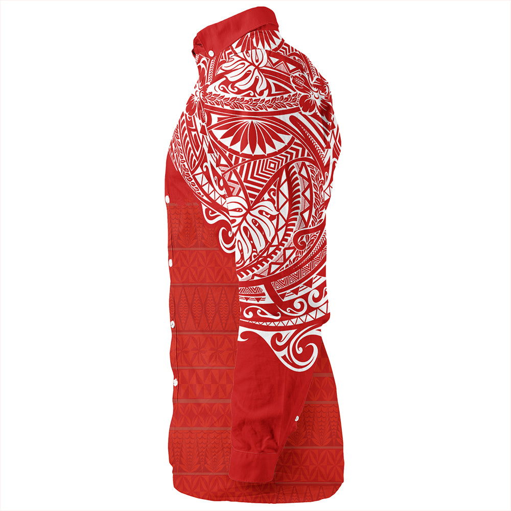 Tonga Long Sleeve Shirt Tonga Polynesian Flag With Coat Of Arms