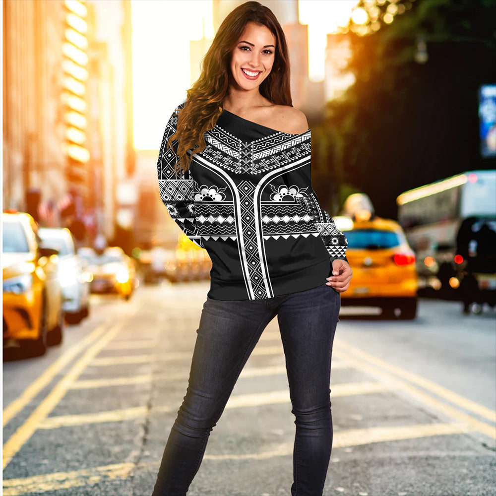 Philippines Off Shoulder Sweatshirt Tattoo Tribal Batok Symbols