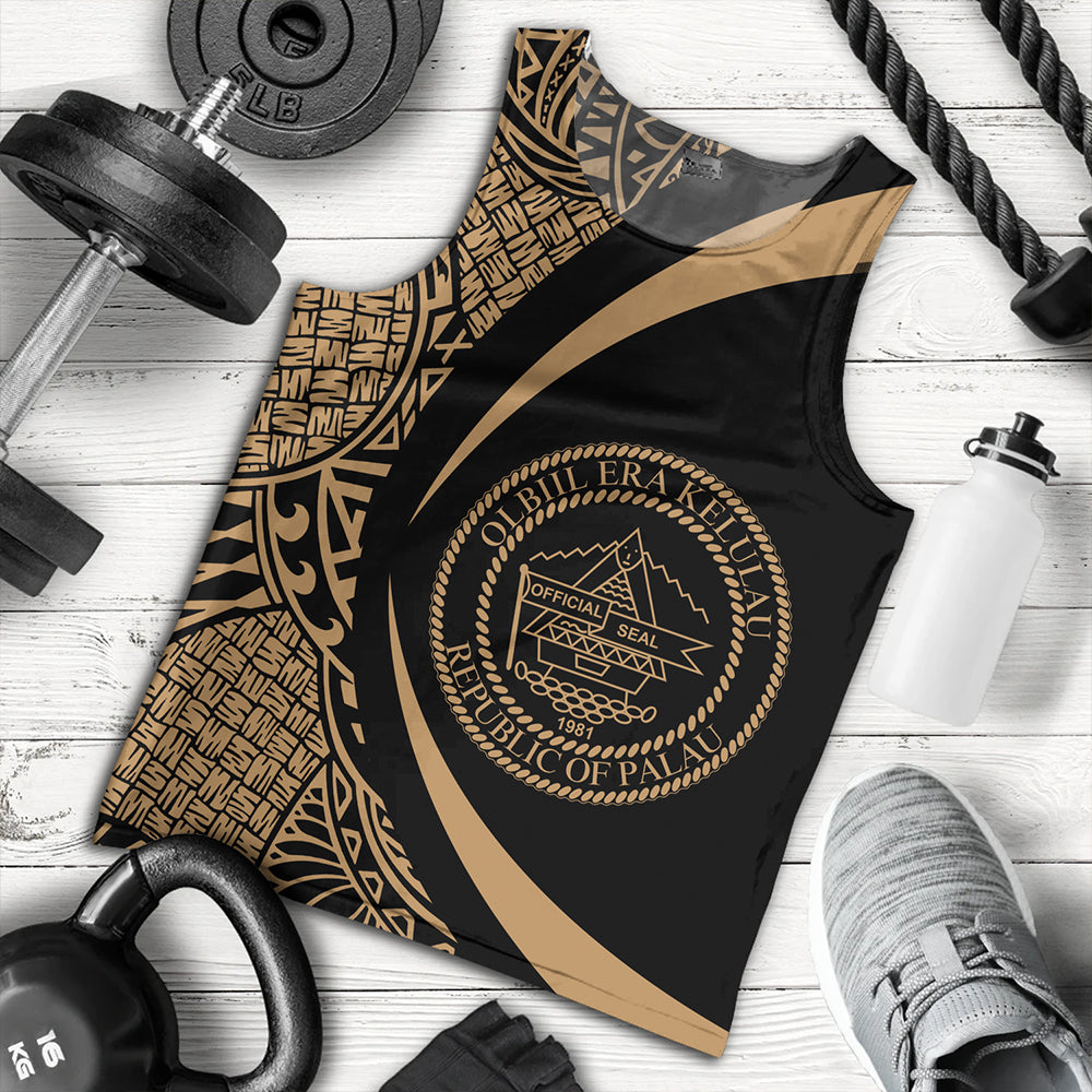 Palau Tank Top Coat Of Arm Lauhala Gold Circle