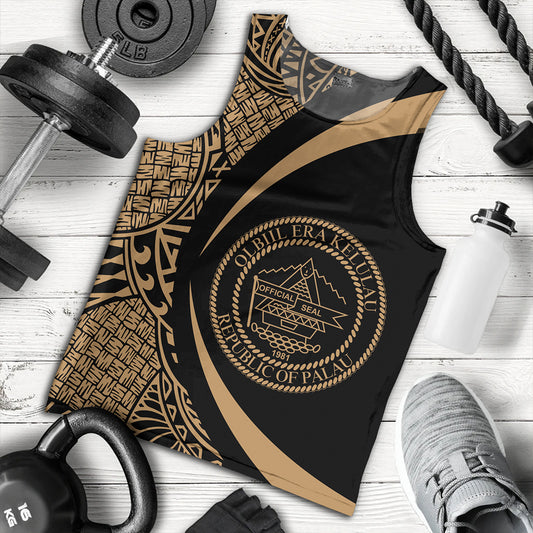 Palau Tank Top Coat Of Arm Lauhala Gold Circle