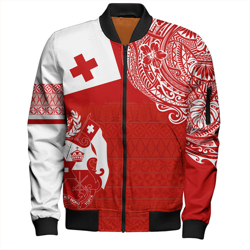 Tonga Bomber Jacket Tonga Polynesian Flag With Coat Of Arms
