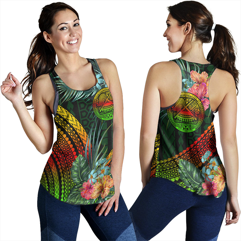 American Samoa Women Tank Polynesian Tropical Style Flower