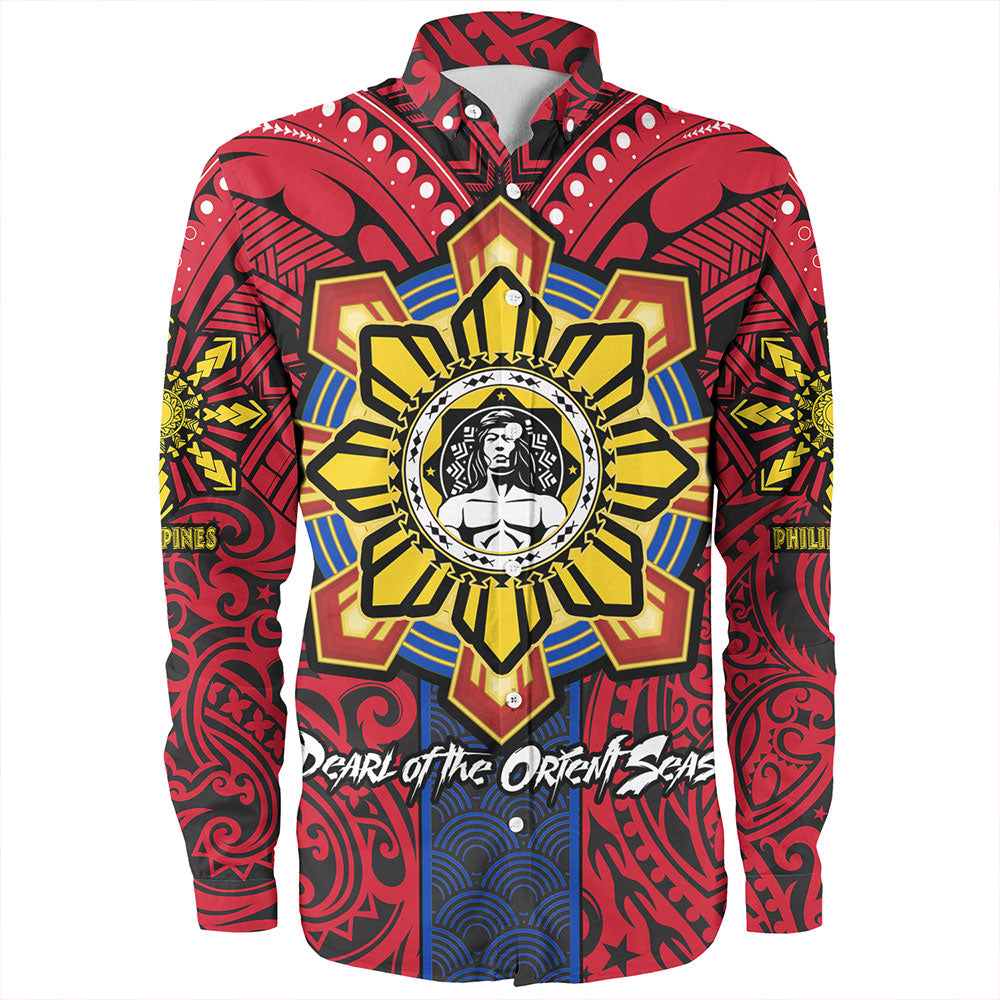 Philippines Long Sleeve Shirt The Story of Lapu-Lapu Pearl of the Orient Seas Tribal Pride