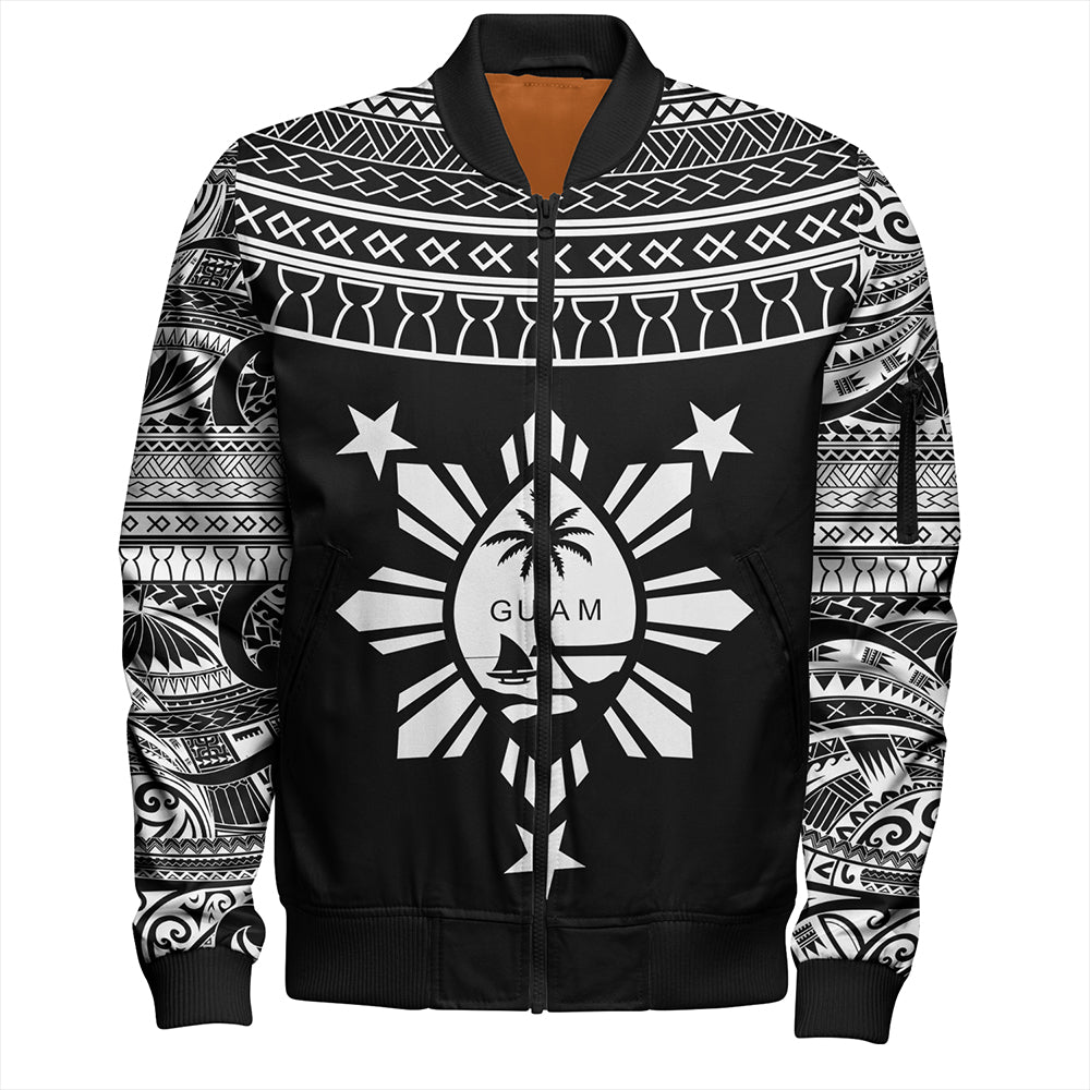 Guam Seal With Philippines Filipinos Sun Bomber Jacket Tribal Island