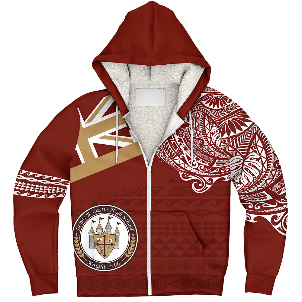 Hawaii Sherpa Hoodie James B. Castle High School With Crest Style