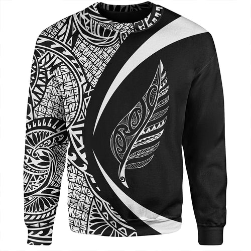 New Zealand Sweatshirt Silver Fern Lauhala White Circle