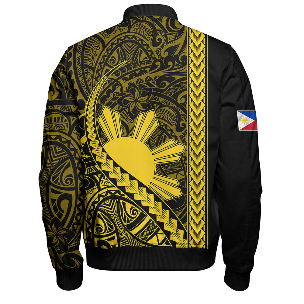 Philippines Bomber Jacket Tribal Polynesian Sun Yellow