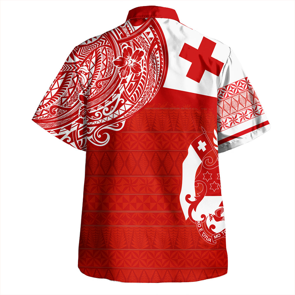 Tonga Hawaiian Shirt Tonga Polynesian Flag With Coat Of Arms