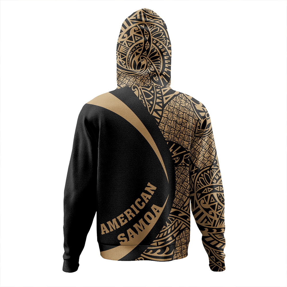 Samoa Hoodie American Samoa Coat Of Arm Lauhala Gold Circle