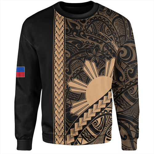 Philippines Sweatshirt Tribal Polynesian Sun Gold