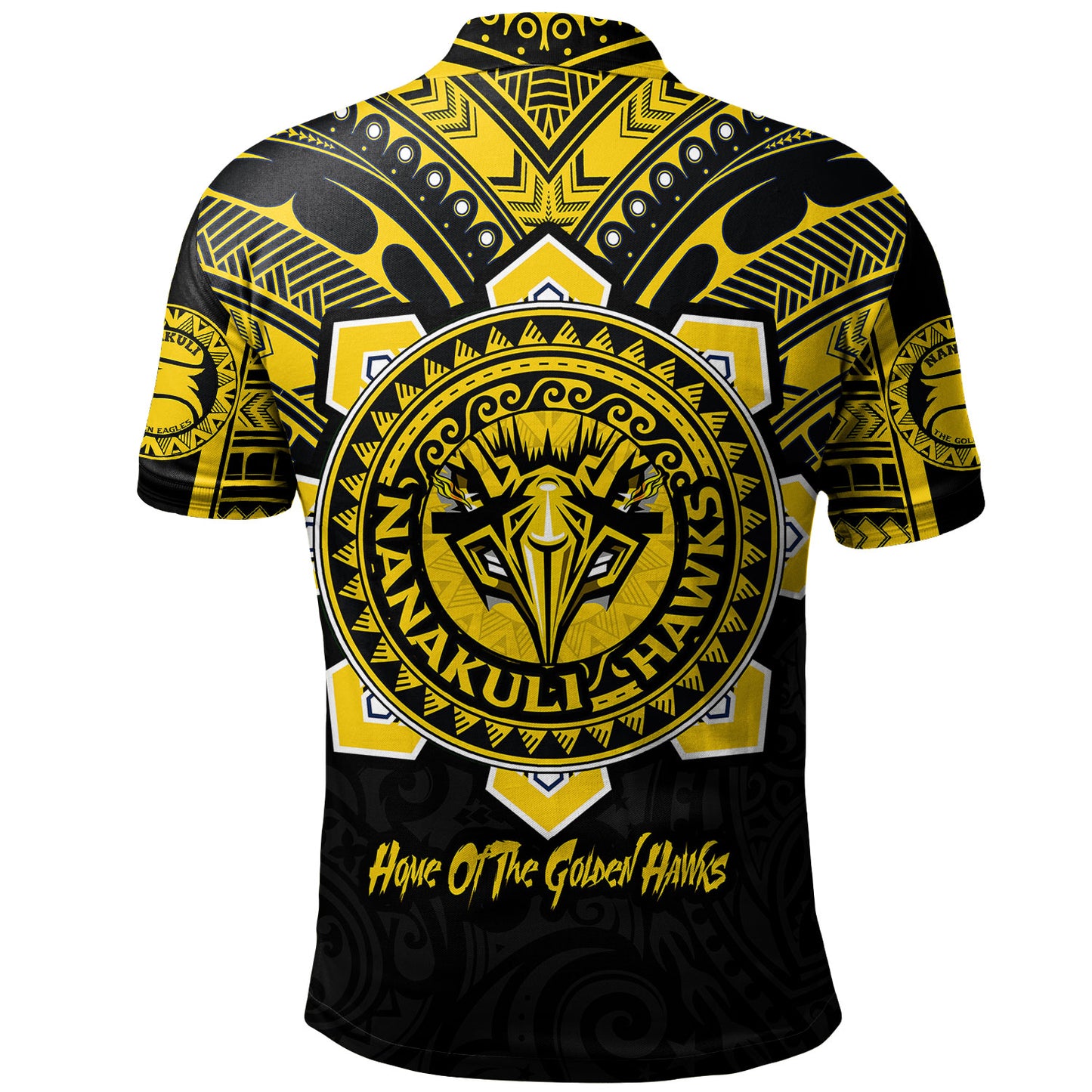 Hawaii Polo Shirt Custom Nanakuli High & Intermediate School Home Of Golden Hawks Tribal Style