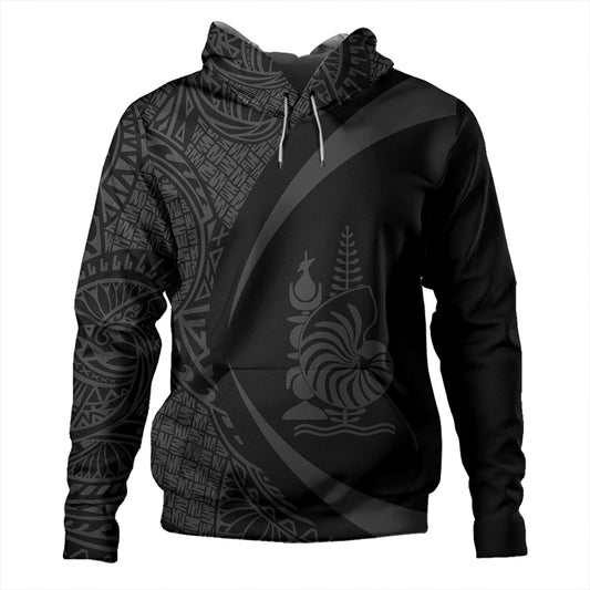 New Caledonia Hoodie Coat Of Arm Lauhala Gray Circle