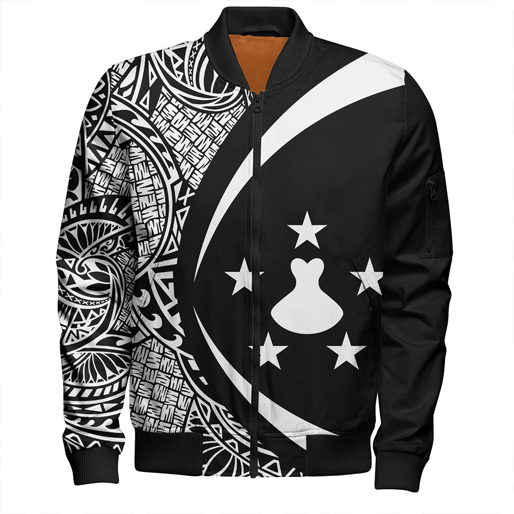 Austral Islands Bomber Jacket Coat Of Arm Lauhala White Circle