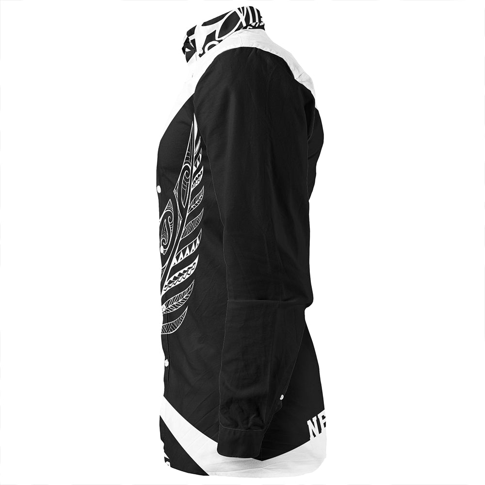 New Zealand Long Sleeve Shirt Silver Fern Lauhala White Circle