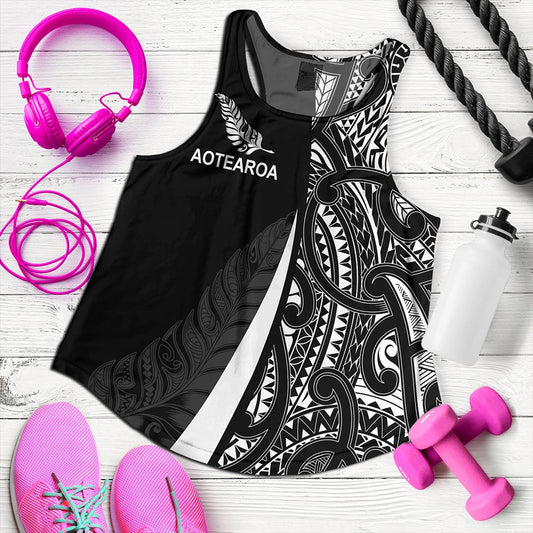 New Zealand Women Tank Country Aotearoa Maori Pattern Silver Fern