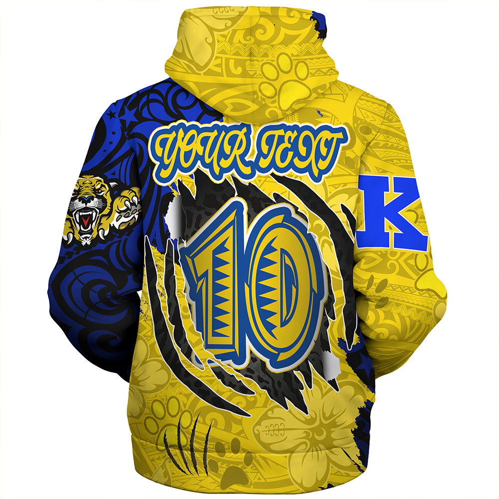 Hawaii Sherpa Hoodie Custom Henry J. Kaiser High School Super Cougar Arm Sleeve Polynesian Tattoo