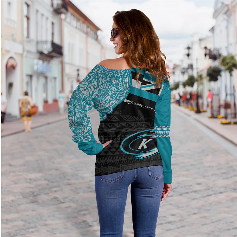 Hawaii Off Shoulder Sweatshirt Kapolei High School With Crest Style