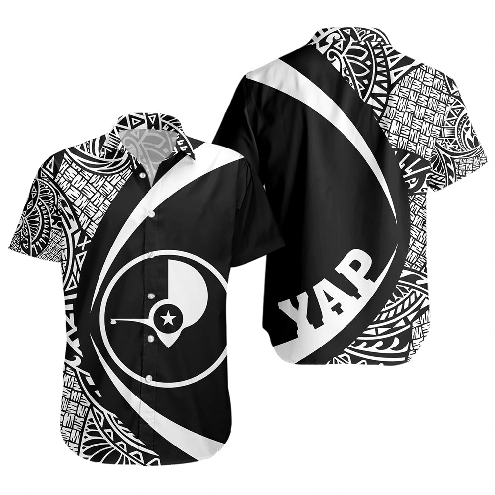 Yap Short Sleeve Shirt Coat Of Arm Lauhala White Circle