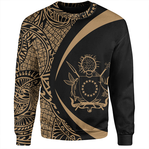Cook Islands Sweatshirt Coat Of Arm Lauhala Gold Circle