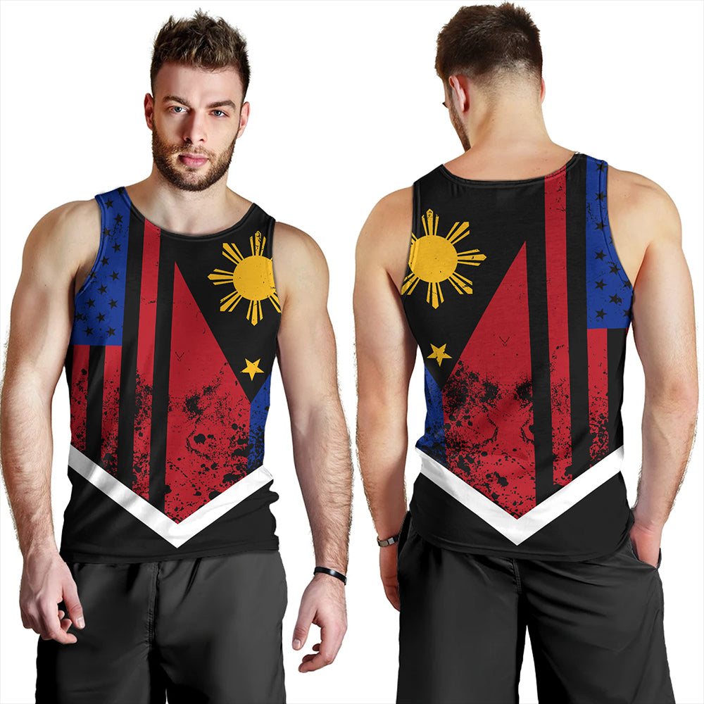 Philippines And American Tank Top Flag Half Concept Brush Style
