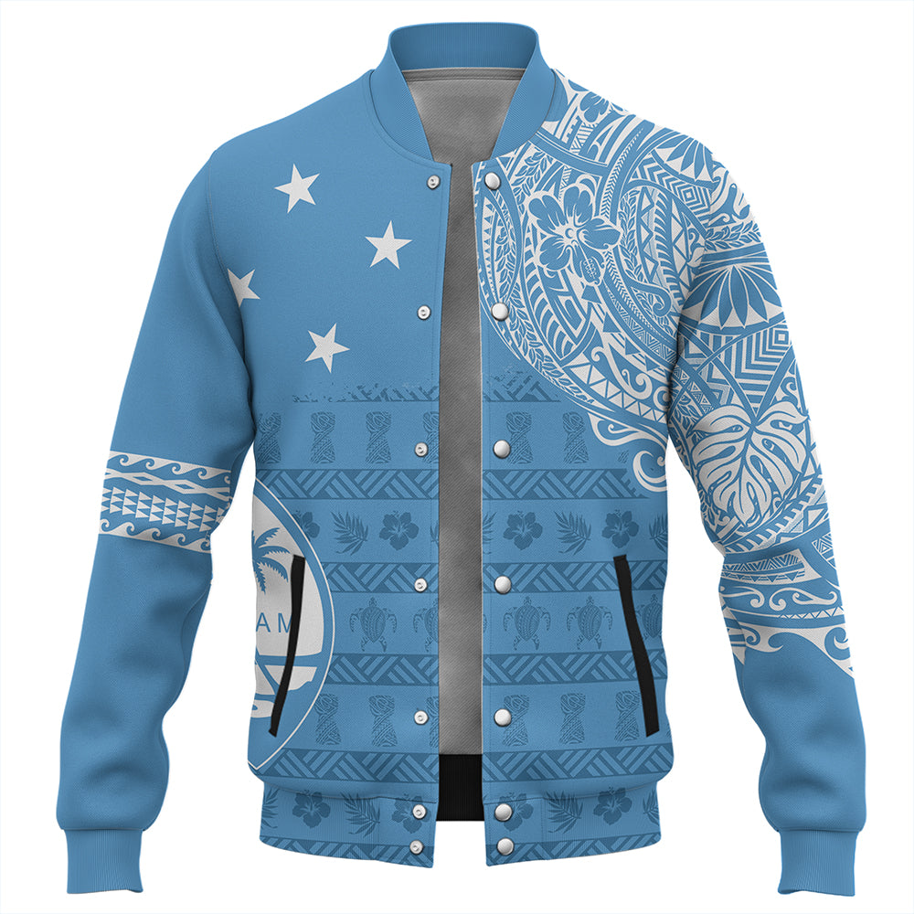 Guam Baseball Jacket Micronesian Flag With Coat Of Arms