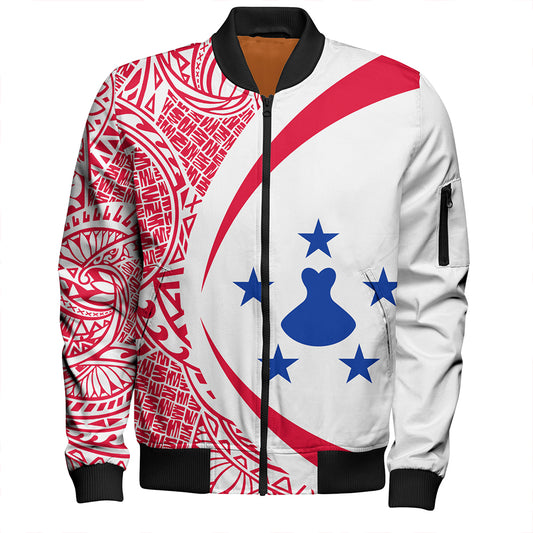 Austral Islands Bomber Jacket Coat Of Arm Lauhala Circle