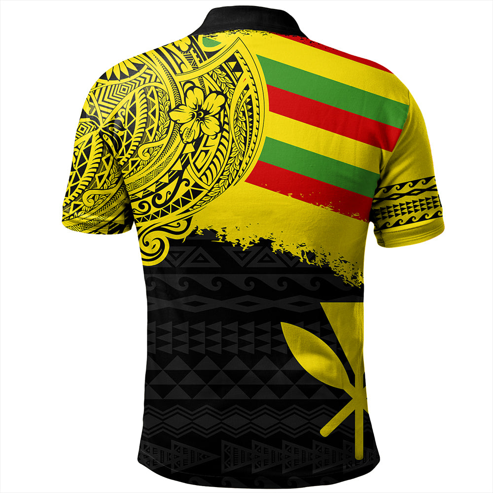 Kanaka Maoli Polo Shirt Polynesian Flag With Coat Of Arms