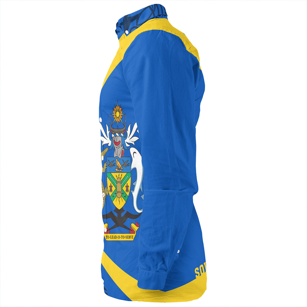 Solomon Islands Long Sleeve Shirt Coat Of Arm Lauhala Circle
