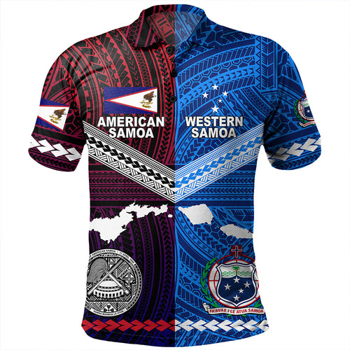 American Samoa And Western Samoa Polynesian Tattoo Together Polo Shirt