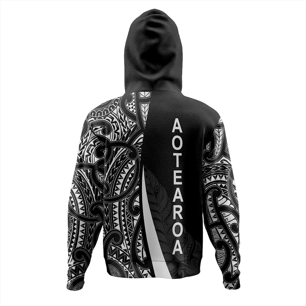 New Zealand Hoodie Country Aotearoa Maori Pattern Silver Fern