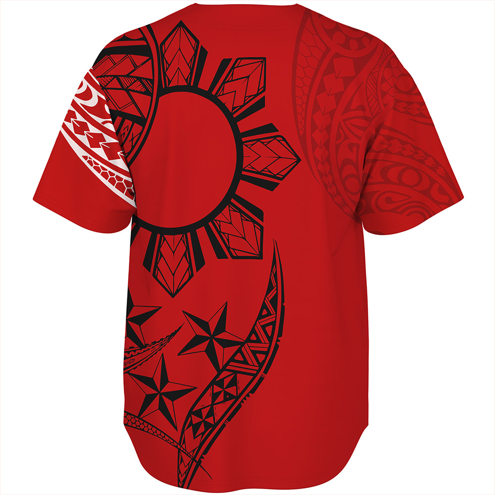 Philippines Baseball Shirt Tribal Sun In My Heart Red Style