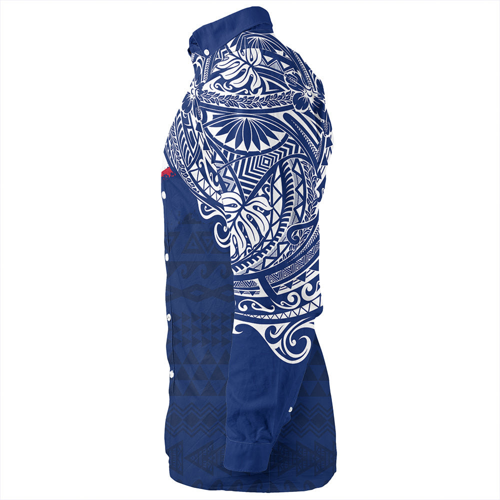 Hawaii Long Sleeve Shirt Polynesian Flag With Coat Of Arms