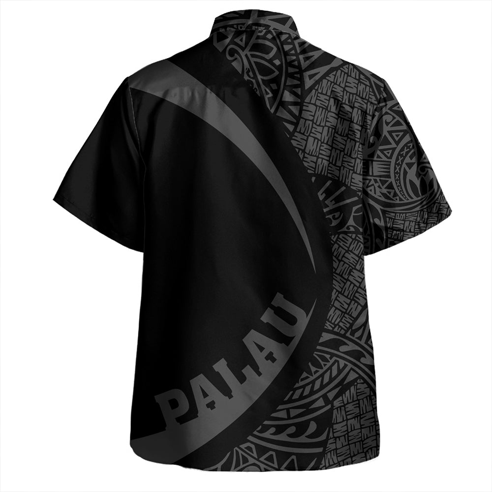 Palau Hawaiian Shirt Coat Of Arm Lauhala White Circle