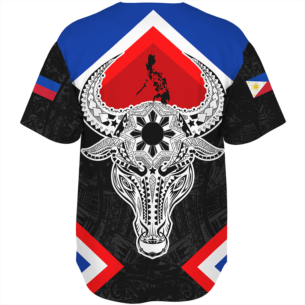 Philippines Baseball Shirt Water Buffalo Sun Tribal Style