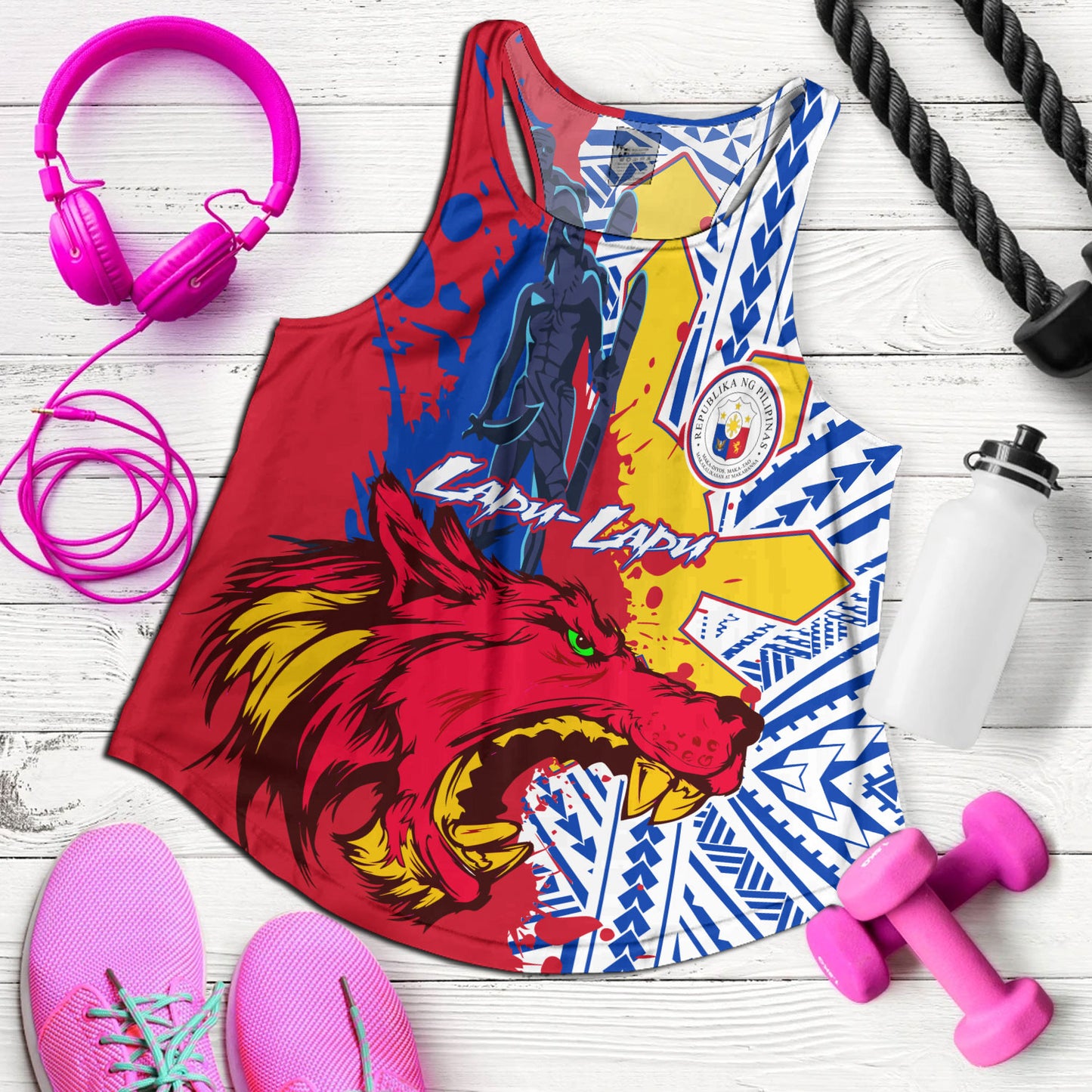 Philippines Filipinos Women Tank Custom Lapu-Lapu And The Wolf Tribal Polynesian Style