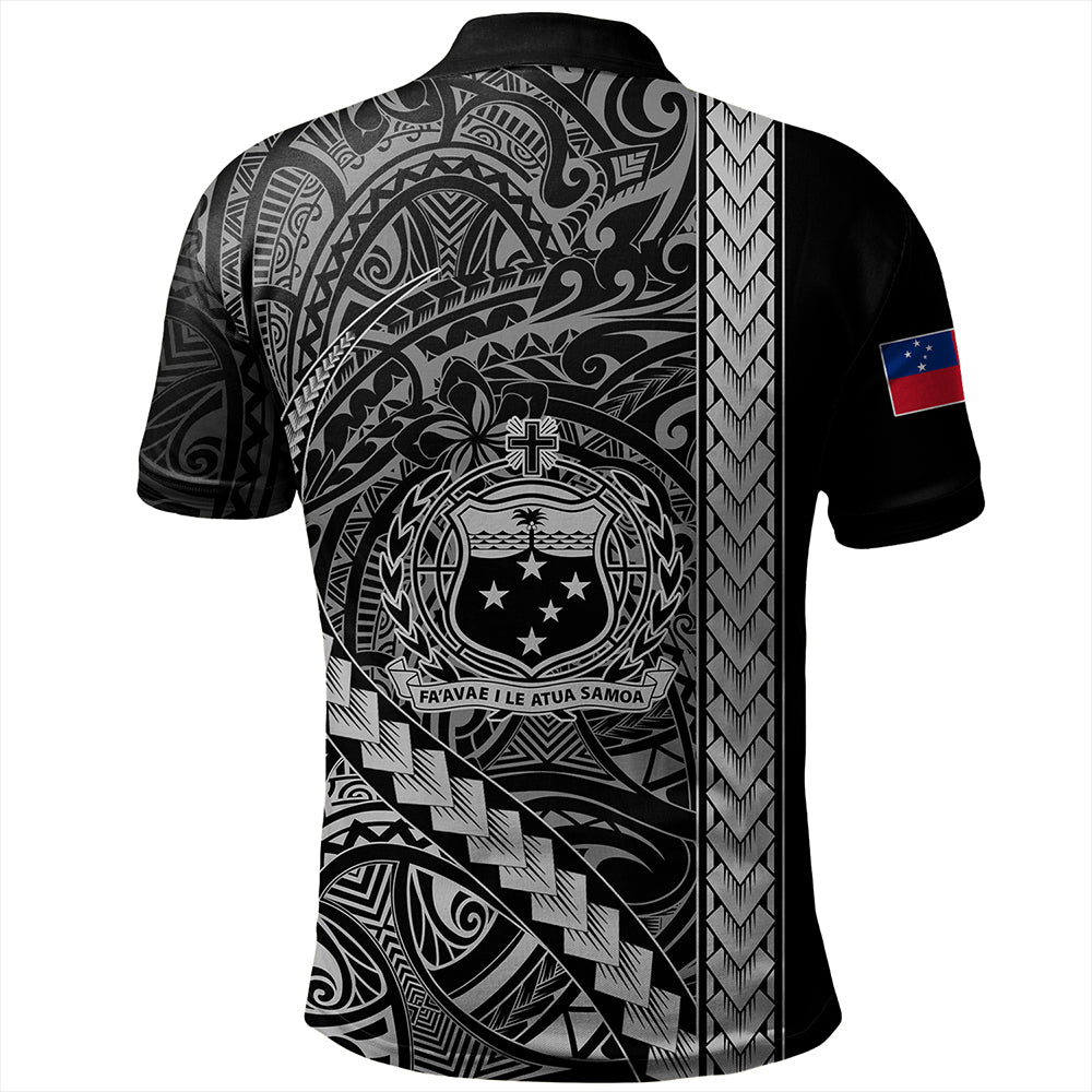Samoa Polo Shirt Tribal Polynesian Coat Of Arms White