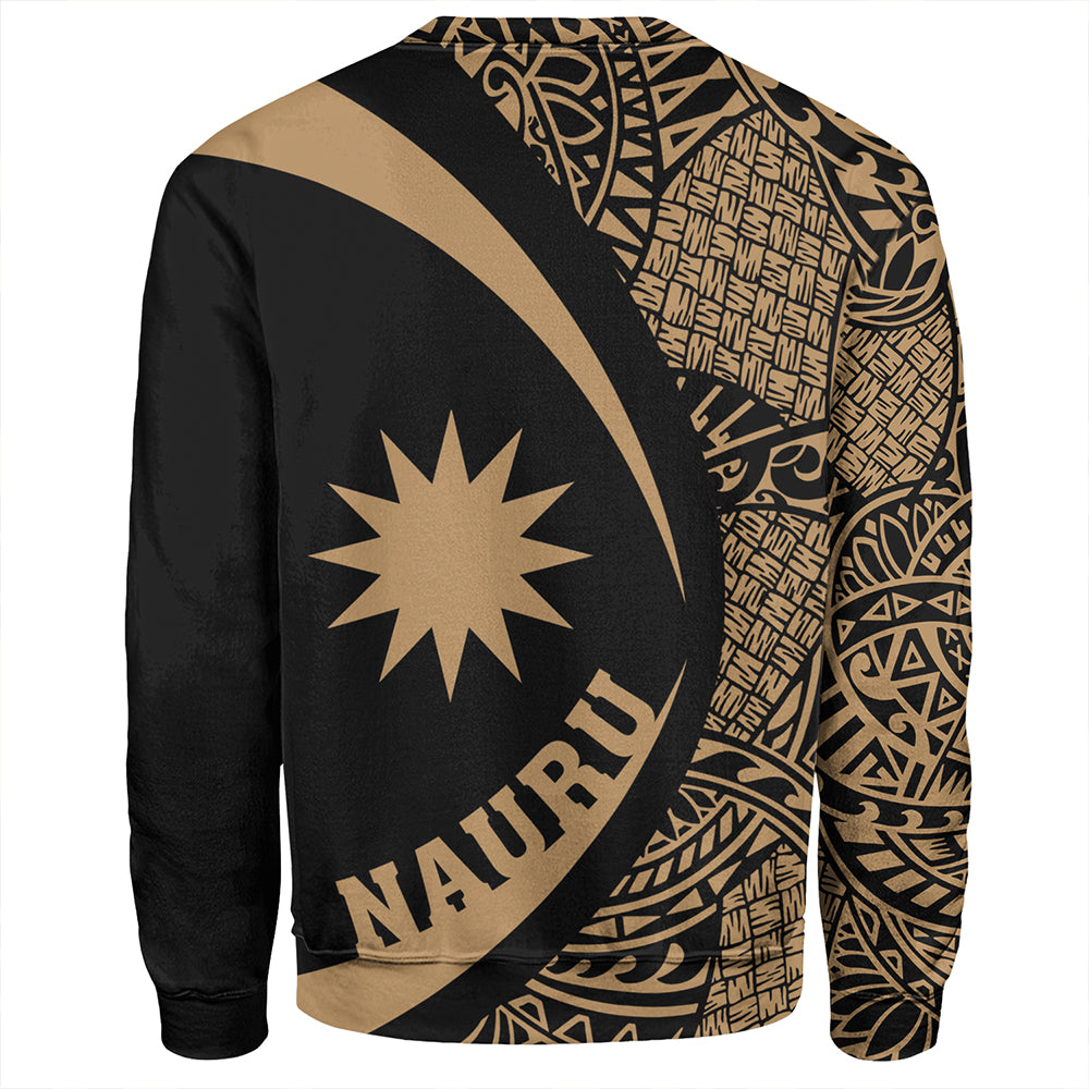Nauru Sweatshirt Coat Of Arm Lauhala Gold Circle