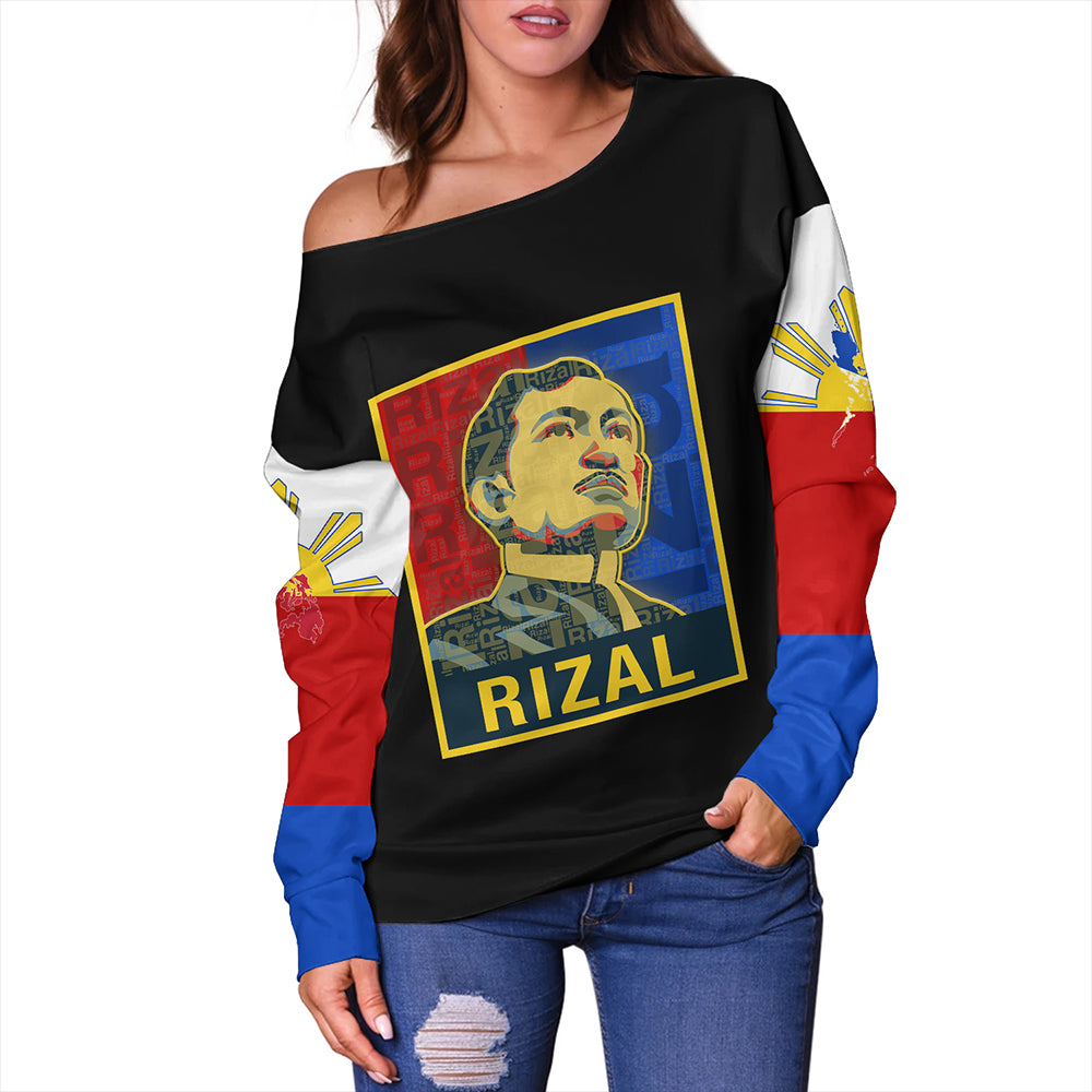 Philippines Off Shoulder Sweatshirt Rizal Day Flag