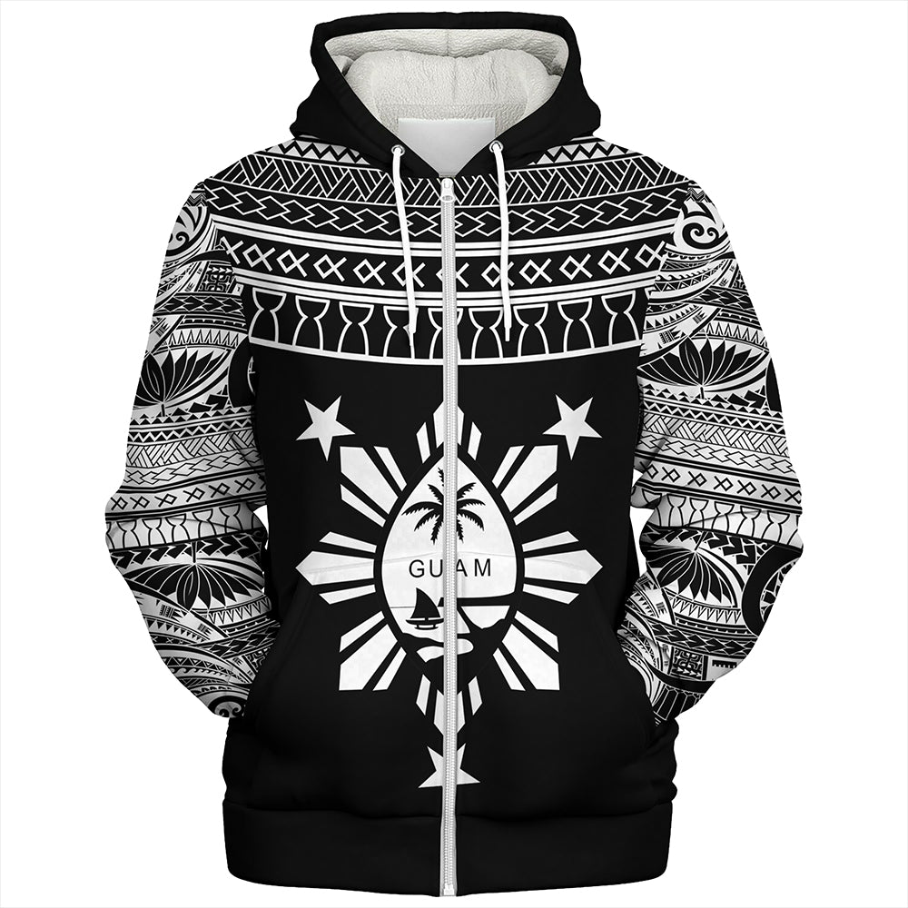 Guam Seal With Philippines Filipinos Sun Sherpa Hoodie Tribal Island
