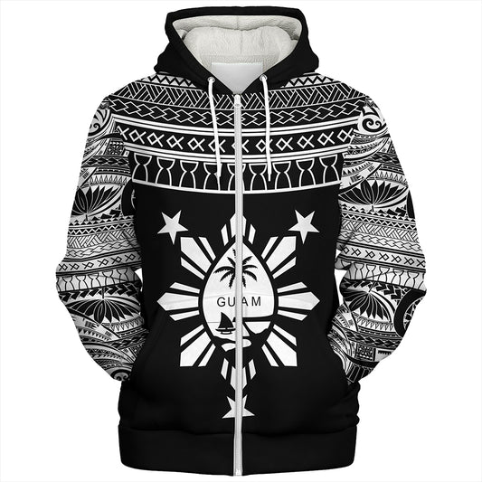 Guam Seal With Philippines Filipinos Sun Sherpa Hoodie Tribal Island