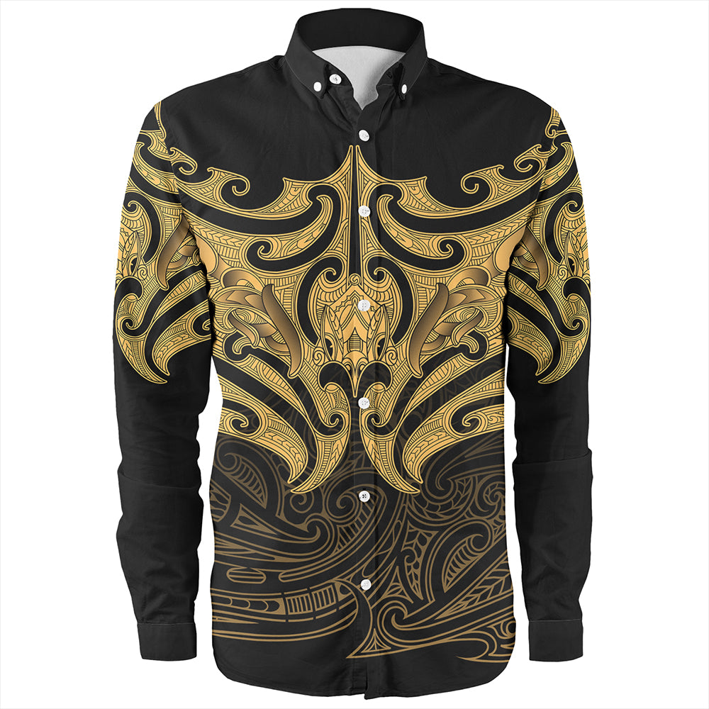 New Zealand Long Sleeve Shirt Maori Gold Pattern