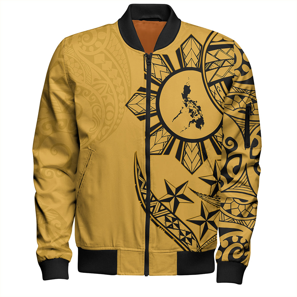 Philippines Bomber Jacket Tribal Sun In My Heart Gold Style
