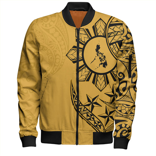 Philippines Bomber Jacket Tribal Sun In My Heart Gold Style