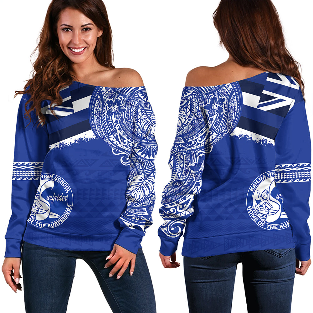 Hawaii Off Shoulder Sweatshirt Kailua High School With Crest Style
