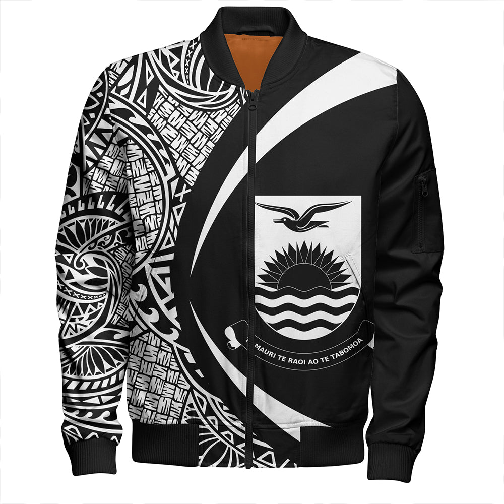 Kiribati Bomber Jacket Coat Of Arm Lauhala White Circle