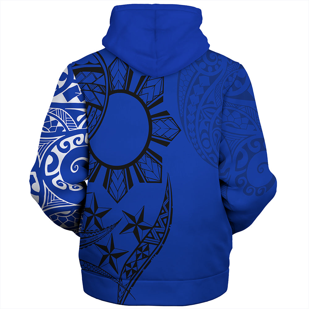 Philippines Sherpa Hoodie Tribal Sun In My Heart Blue Style