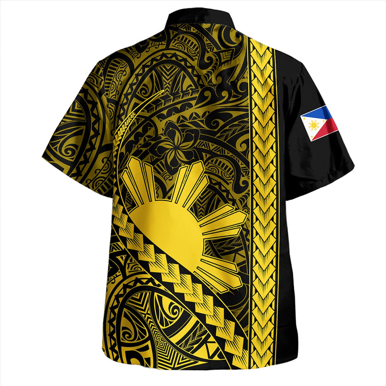 Philippines Hawaiian Shirt Tribal Polynesian Sun Yellow