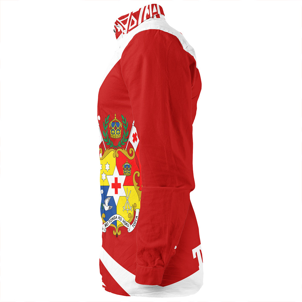 Tonga Long Sleeve Shirt Coat Of Arm Lauhala Circle