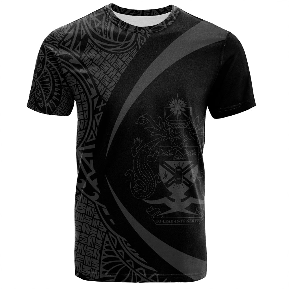 Solomon Islands T-Shirt Coat Of Arm Lauhala Gray Circle