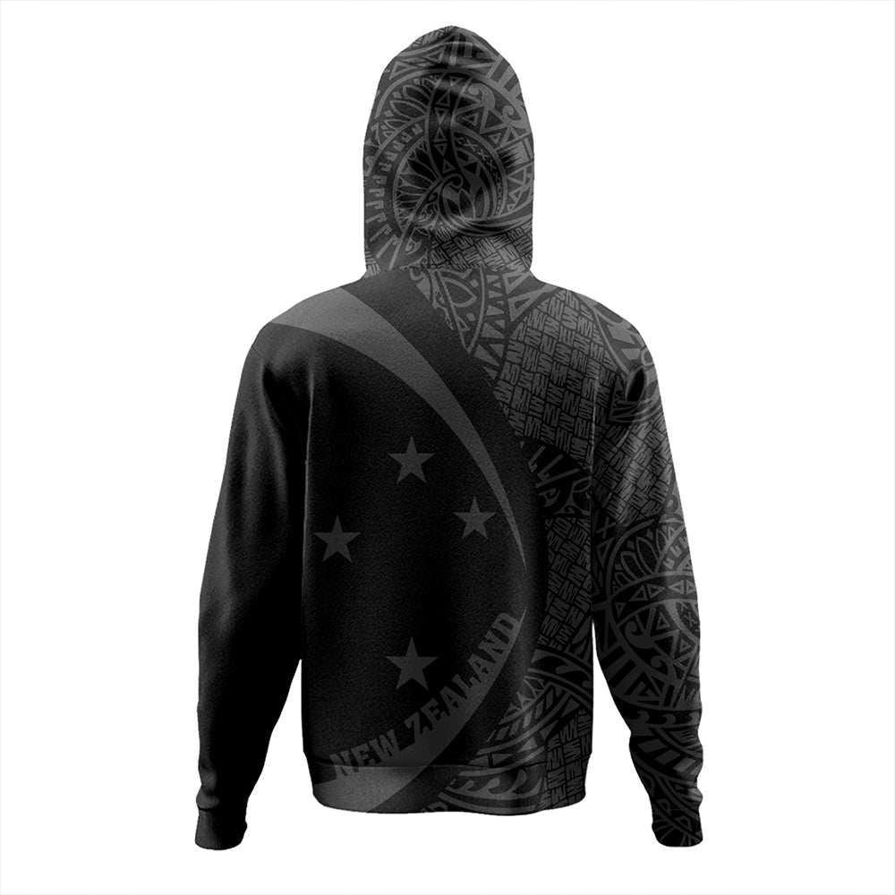 New Zealand Hoodie Silver Fern Lauhala Gray Circle